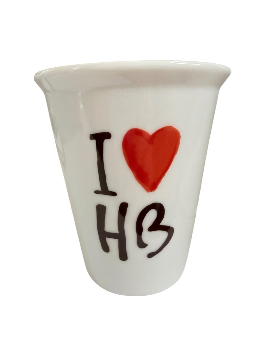 HENRI BENDEL Ceramic Travel Tea Coffee Cup Mug "I Love HB" "I Heart HB" New York
